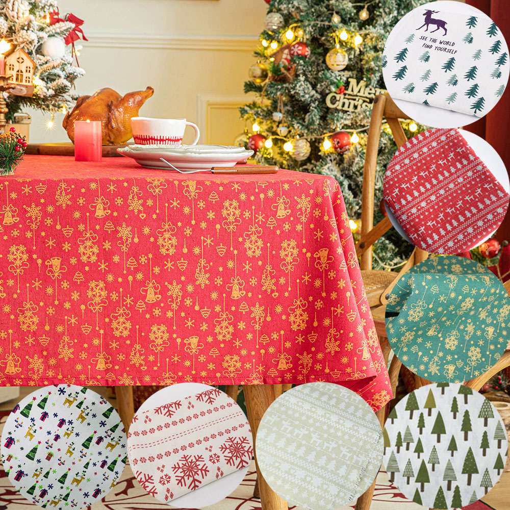 Home Textiles Importers In Usa - 45/90 × 145 センチメートル松雪クリスマス印刷コットンリネン生地可逆クッションカバーカーテンテーブルクロス家の装飾テキスタイル