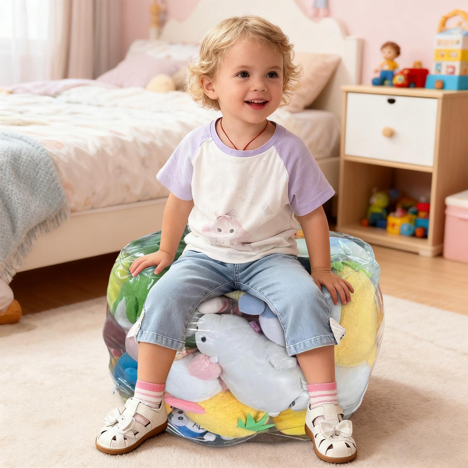 Floor Cushion Pouf - 防水シートクリアチェアクリアアニマル収納チェアクリエイティブスタッファブルジッパービーンバッグソフトコットンぬいぐるみおもちゃを入れる