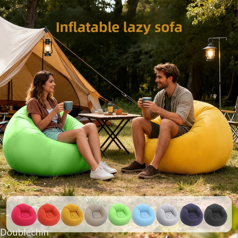 Floor Cushion Pouf - シングルフロッキング加工インフレータブルレイジーソファ、折りたたみ式ビーンバッグボール型インフレータブルチェア、屋内外レジャー用