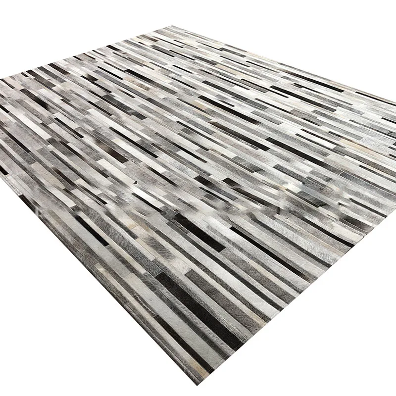 Home Textiles Importers In Usa - 輸入天然牛革パッチワークグレーカーペット、家庭用、寝室とリビングルーム用テキスタイル＆レザー製品