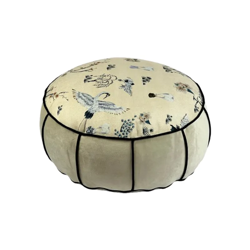 Floor Cushion Pouf - 丸型中国風フロアプーフ、リビングルーム、寝室、バルコニー、出窓用のレイジーソファクッション、オットマンシート