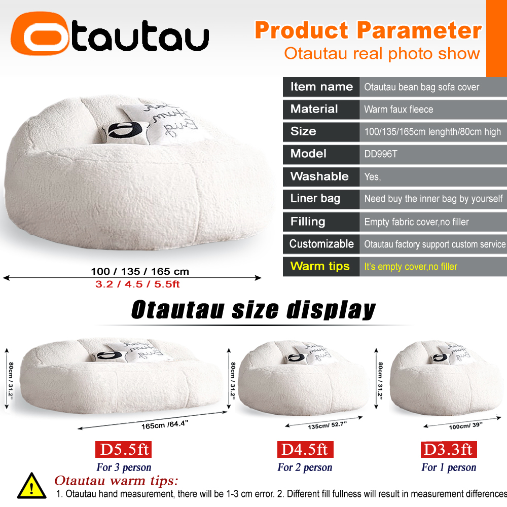 Otautuu-ソフトフリースビーンバッグカバー、詰め物なし - Floor Cushion Pouf のレビューと価格