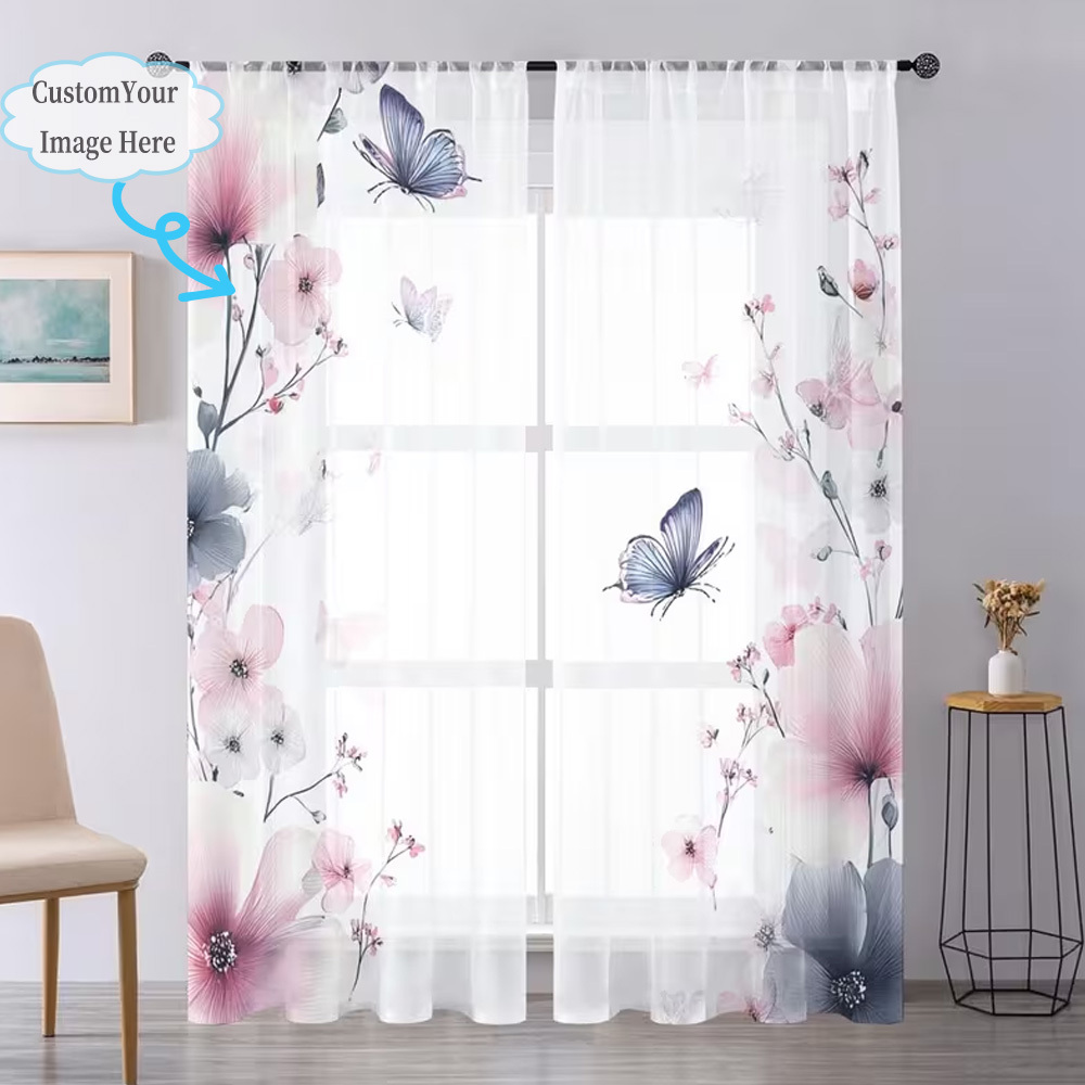 カスタム2Dフラット2枚組シアーカーテン、お好みのデザイン/ - Home And Textiles のレビューと価格