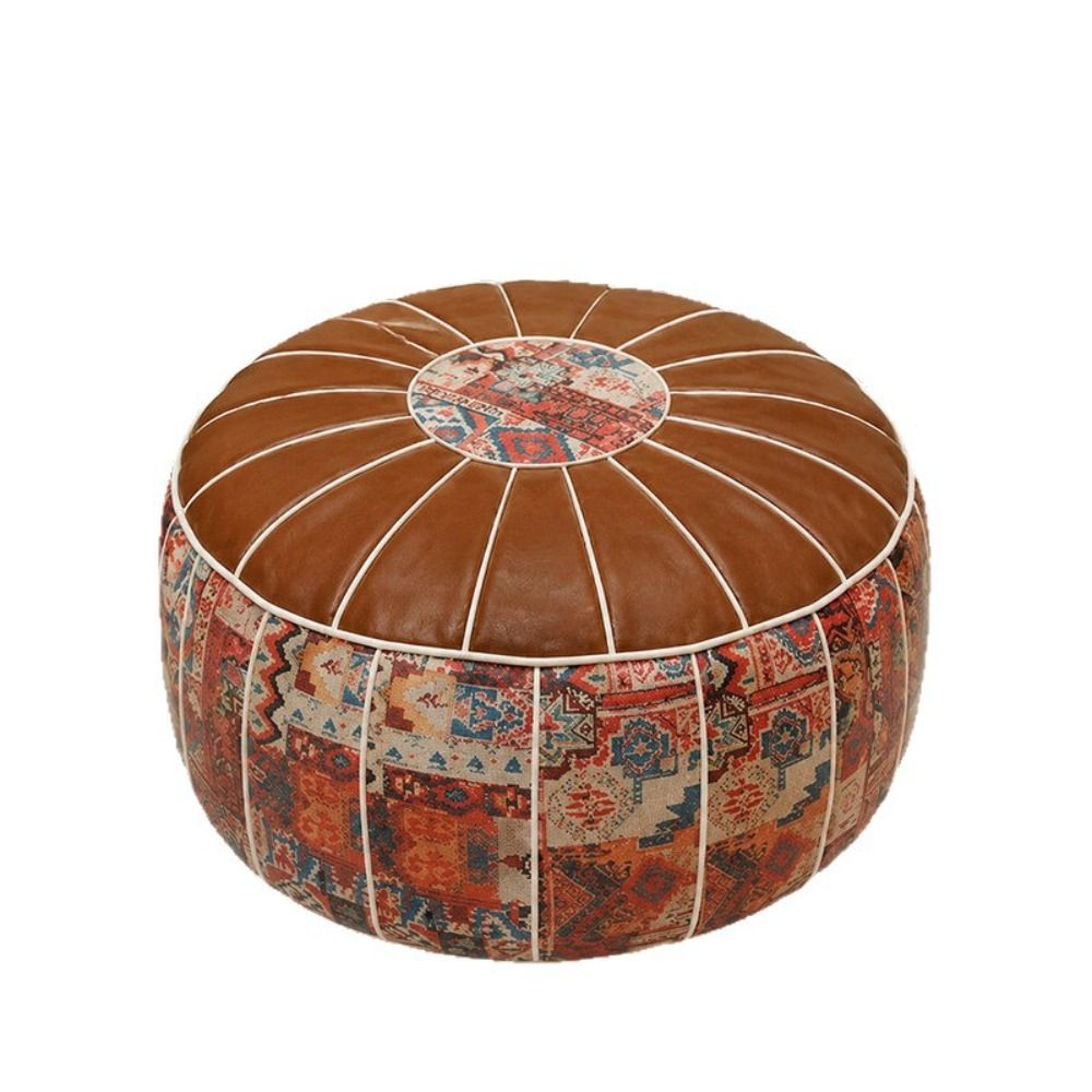 ボヘミアン柄オットマンプーフPUレザー大型開口部フットスツー - Floor Cushion Pouf のレビューと価格