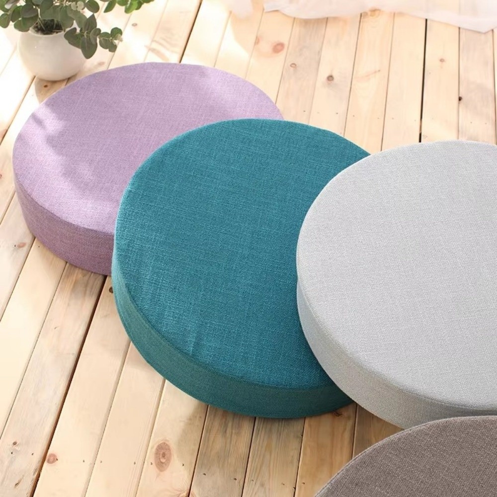 新しい40x6cm畳瞑想クッション丸型リネンヨガストレッチク - Floor Cushion Pouf のレビューと価格