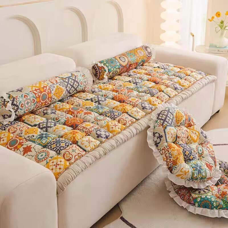 綿厚ソファカバー 滑り止めプリント花柄防塵シートクッション  - Floor Cushion Pouf のレビューと価格