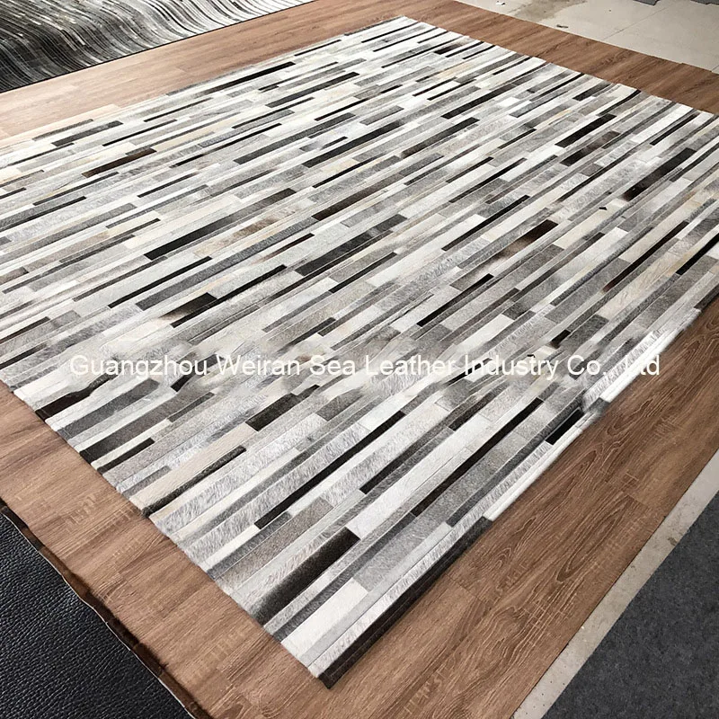 輸入天然牛革パッチワークグレーカーペット、家庭用、寝室とリビ - Home Textiles Importers In Usa のレビューと価格