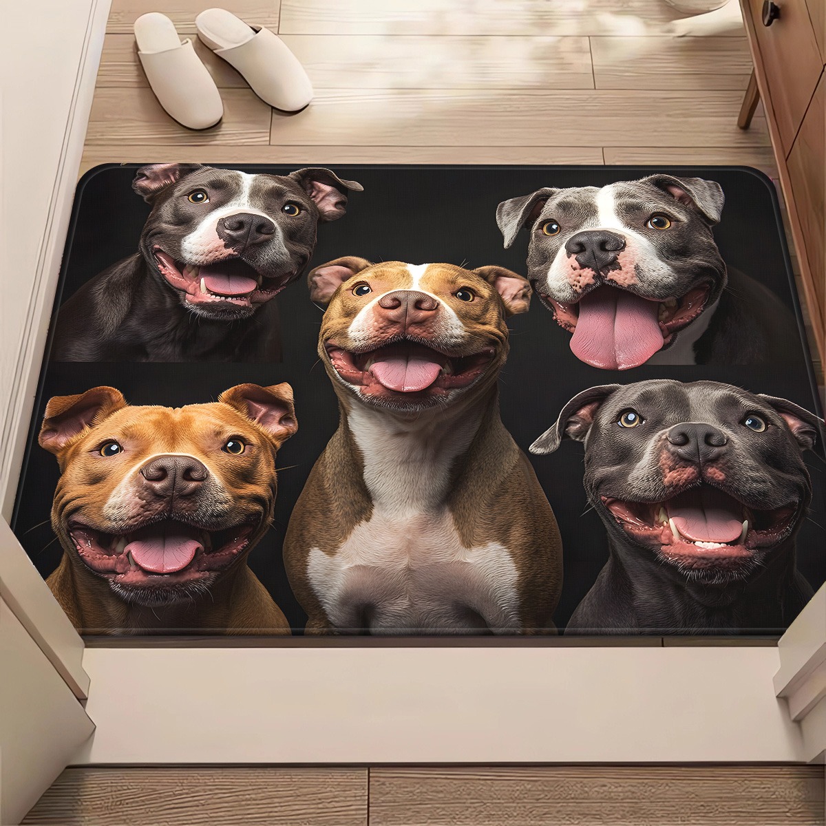 犬の群れの図柄ウェルカムドアマット - 滑り止めマイクロファ - Home Textiles Group のレビューと価格